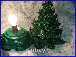 Vintage Ceramic Lighted Green Christmas Tree 20 Inch Tall Light Up Atlantic Mold