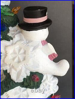 Vintage Ceramic Mold Snowman Lighted 16 Christmas Tree with Electrified Base
