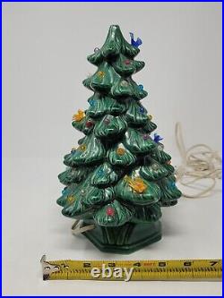 Vintage Cermaic Lighted 1980 Christmas Tree Hand Painted Hobbyist Lights Birds