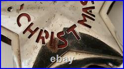 Vintage Chrome Light Up Star Tree Topper Merry Christmas Works