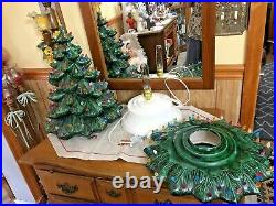 Vintage Cramer Mold Ceramic Christmas Tree 25 with Base & Star 100 plus lights