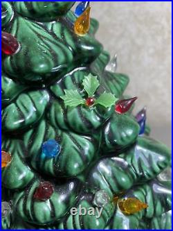 Vintage Holland Mold 20 Green Ceramic Christmas Tree Music Box Lots of Lights