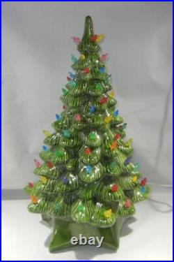 Vintage Holland Mold Ceramic Lighted Christmas Tree Large 18+ with Star Base Vintage Holland Mold Ceramic Lighted Christmas Tree Large 18+ with Star Base