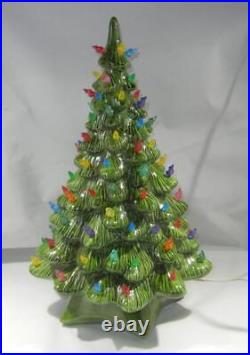Vintage Holland Mold Ceramic Lighted Christmas Tree Large 18+ with Star Base Vintage Holland Mold Ceramic Lighted Christmas Tree Large 18+ with Star Base