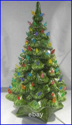 Vintage Holland Mold Ceramic Lighted Christmas Tree Large 18+ with Star Base Vintage Holland Mold Ceramic Lighted Christmas Tree Large 18+ with Star Base