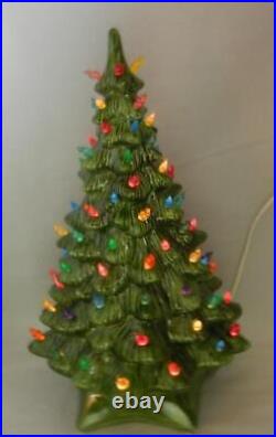 Vintage Holland Mold Ceramic Lighted Christmas Tree Large 18+ with Star Base Vintage Holland Mold Ceramic Lighted Christmas Tree Large 18+ with Star Base