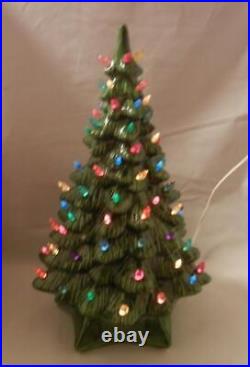 Vintage Holland Mold Ceramic Lighted Christmas Tree Large 18+ with Star Base Vintage Holland Mold Ceramic Lighted Christmas Tree Large 18+ with Star Base