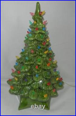 Vintage Holland Mold Ceramic Lighted Christmas Tree Large 18+ with Star Base Vintage Holland Mold Ceramic Lighted Christmas Tree Large 18+ with Star Base