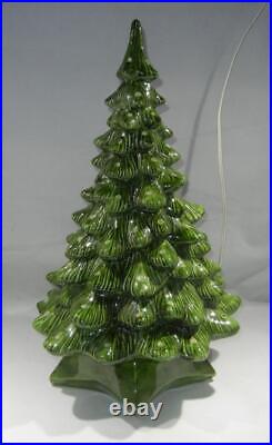 Vintage Holland Mold Ceramic Lighted Christmas Tree Large 18+ with Star Base Vintage Holland Mold Ceramic Lighted Christmas Tree Large 18+ with Star Base