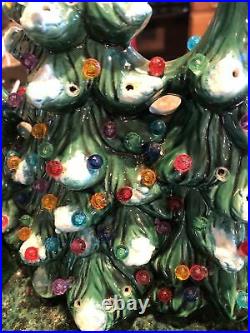 Vintage Holland Mold Lighted Ceramic Christmas Tree Candy Dish/Bowl. Decor Rare