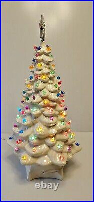 Vintage Holland Mold White Christmas Tree Ceramic 22in XXL Lights Works