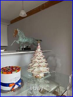 Vintage LG Pink Ceramic Lighted Christmas Tree 3-Piece Decorative 26 H 20 D