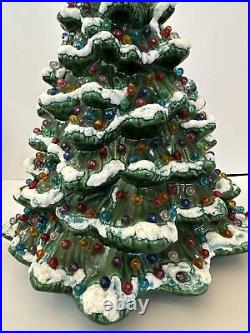 Vintage Large 18 Lighted Ceramic Christmas Tree No Base Missing Some Lights