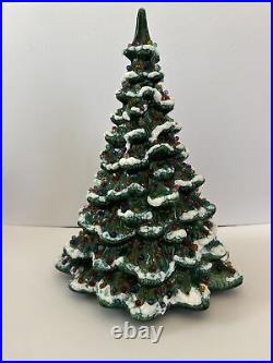 Vintage Large 18 Lighted Ceramic Christmas Tree No Base Missing Some Lights