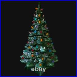 Vintage Large 19 Holland Mold Lighted Ceramic Christmas Tree with Base