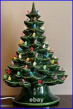 Vintage Large Ceramic Mold Lighted Christmas Tree 18, 2 Piece, Works READ
