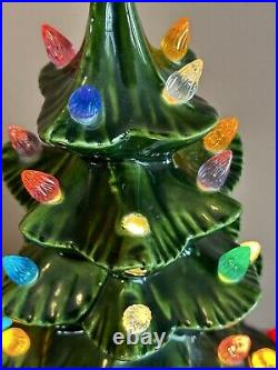 Vintage Large Ceramic Mold Lighted Christmas Tree 18, 2 Piece, Works READ