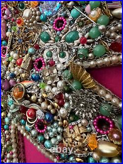 Vintage Large Framed Christmas Tree Costume Jewelry Art Collage Light Up 24x30 Vintage Large Framed Christmas Tree Costume Jewelry Art Collage Light Up 24x30