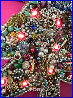 Vintage Large Framed Christmas Tree Costume Jewelry Art Collage Light Up 24x30 Vintage Large Framed Christmas Tree Costume Jewelry Art Collage Light Up 24x30