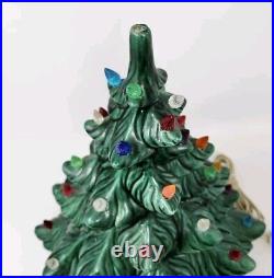 Vintage Large Lighted Ceramic Christmas Tree Plastic Light Bulbs Light Up Retro