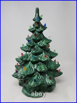 Vintage Large Lighted Ceramic Christmas Tree Plastic Light Bulbs Light Up Retro