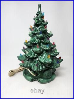 Vintage Large Lighted Ceramic Christmas Tree Plastic Light Bulbs Light Up Retro