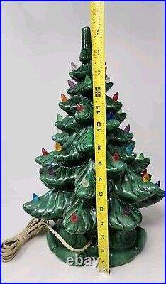 Vintage Large Lighted Ceramic Christmas Tree Plastic Light Bulbs Light Up Retro