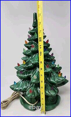 Vintage Large Lighted Ceramic Christmas Tree Plastic Light Bulbs Light Up Retro