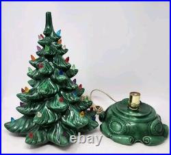 Vintage Large Lighted Ceramic Christmas Tree Plastic Light Bulbs Light Up Retro