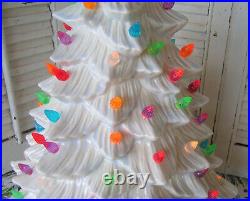 Vintage Light Blue White DHM Mold Ceramic Lighted Christmas Tree 17.5