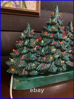 Vintage Light Rare Ceramic Christmas Tree Multi-Color Bulbs Trio Three