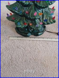 Vintage Lighted Ceramic Christmas Tree And Base-16.5 Atlantic Mold M. K. 1972
