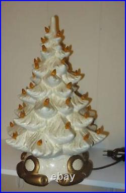 Vintage Lighted Ceramic Christmas Tree White Gold Musical 17 Vintage Lighted Ceramic Christmas Tree White Gold Musical 17