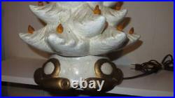 Vintage Lighted Ceramic Christmas Tree White Gold Musical 17 Vintage Lighted Ceramic Christmas Tree White Gold Musical 17