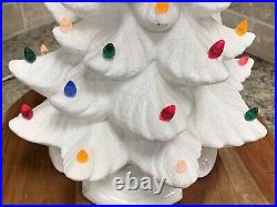 Vintage Mid Century Lighted 18 White Ceramic Christmas Tree Complete (16A)