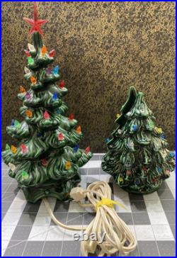 Vintage Mold Ceramic Lighted Green Christmas Tree 15 Light Up & Napkin holder Vintage Mold Ceramic Lighted Green Christmas Tree 15 Light Up & Napkin holder