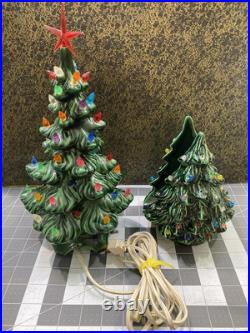 Vintage Mold Ceramic Lighted Green Christmas Tree 15 Light Up & Napkin holder Vintage Mold Ceramic Lighted Green Christmas Tree 15 Light Up & Napkin holder