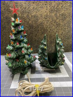 Vintage Mold Ceramic Lighted Green Christmas Tree 15 Light Up & Napkin holder Vintage Mold Ceramic Lighted Green Christmas Tree 15 Light Up & Napkin holder