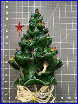 Vintage Mold Ceramic Lighted Green Christmas Tree 15 Light Up & Napkin holder Vintage Mold Ceramic Lighted Green Christmas Tree 15 Light Up & Napkin holder