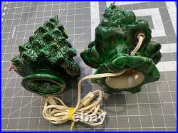 Vintage Mold Ceramic Lighted Green Christmas Tree 15 Light Up & Napkin holder Vintage Mold Ceramic Lighted Green Christmas Tree 15 Light Up & Napkin holder