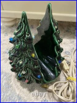 Vintage Mold Ceramic Lighted Green Christmas Tree 15 Light Up & Napkin holder Vintage Mold Ceramic Lighted Green Christmas Tree 15 Light Up & Napkin holder