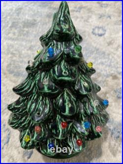 Vintage Mold Ceramic Lighted Green Christmas Tree 15 Light Up & Napkin holder Vintage Mold Ceramic Lighted Green Christmas Tree 15 Light Up & Napkin holder