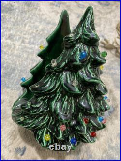 Vintage Mold Ceramic Lighted Green Christmas Tree 15 Light Up & Napkin holder Vintage Mold Ceramic Lighted Green Christmas Tree 15 Light Up & Napkin holder