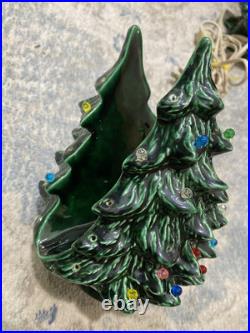 Vintage Mold Ceramic Lighted Green Christmas Tree 15 Light Up & Napkin holder Vintage Mold Ceramic Lighted Green Christmas Tree 15 Light Up & Napkin holder