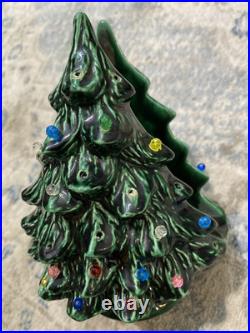 Vintage Mold Ceramic Lighted Green Christmas Tree 15 Light Up & Napkin holder Vintage Mold Ceramic Lighted Green Christmas Tree 15 Light Up & Napkin holder