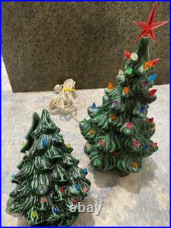 Vintage Mold Ceramic Lighted Green Christmas Tree 15 Light Up & Napkin holder Vintage Mold Ceramic Lighted Green Christmas Tree 15 Light Up & Napkin holder