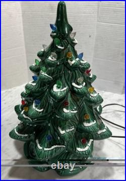 Vintage Raymond Lamp Lighted Christmas Tree 16 Green Flock Original Box USA