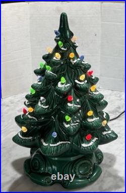 Vintage Raymond Lamp Lighted Christmas Tree 16 Green Flock Original Box USA