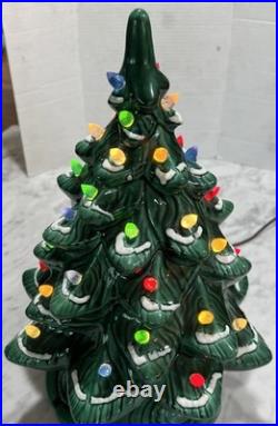 Vintage Raymond Lamp Lighted Christmas Tree 16 Green Flock Original Box USA