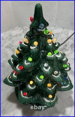 Vintage Raymond Lamp Lighted Christmas Tree 16 Green Flock Original Box USA